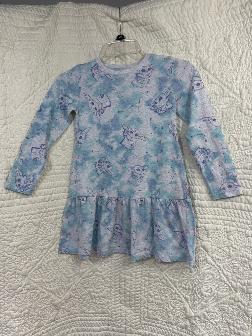 Girls Small (6-6X) Star Wars Blue Baby Yoda Character Dress Cute Star Designs